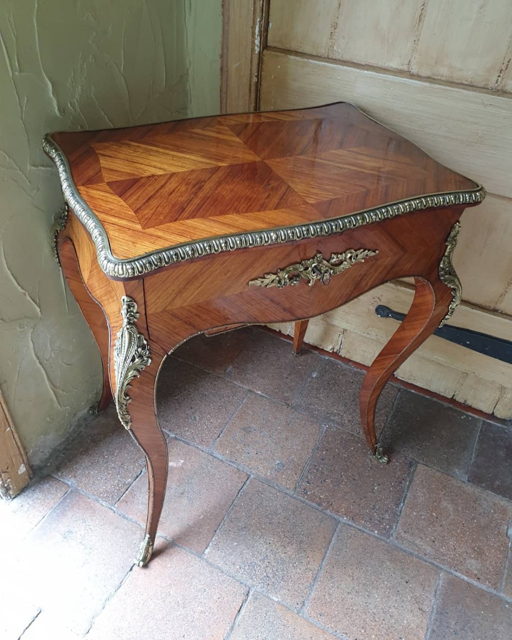 rare 19c french kingwood worktable with secret drawer