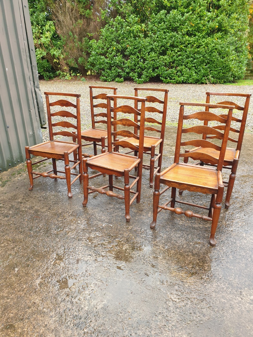 a good matched set of 19thc ash and elm clun chairs montgomeryshire