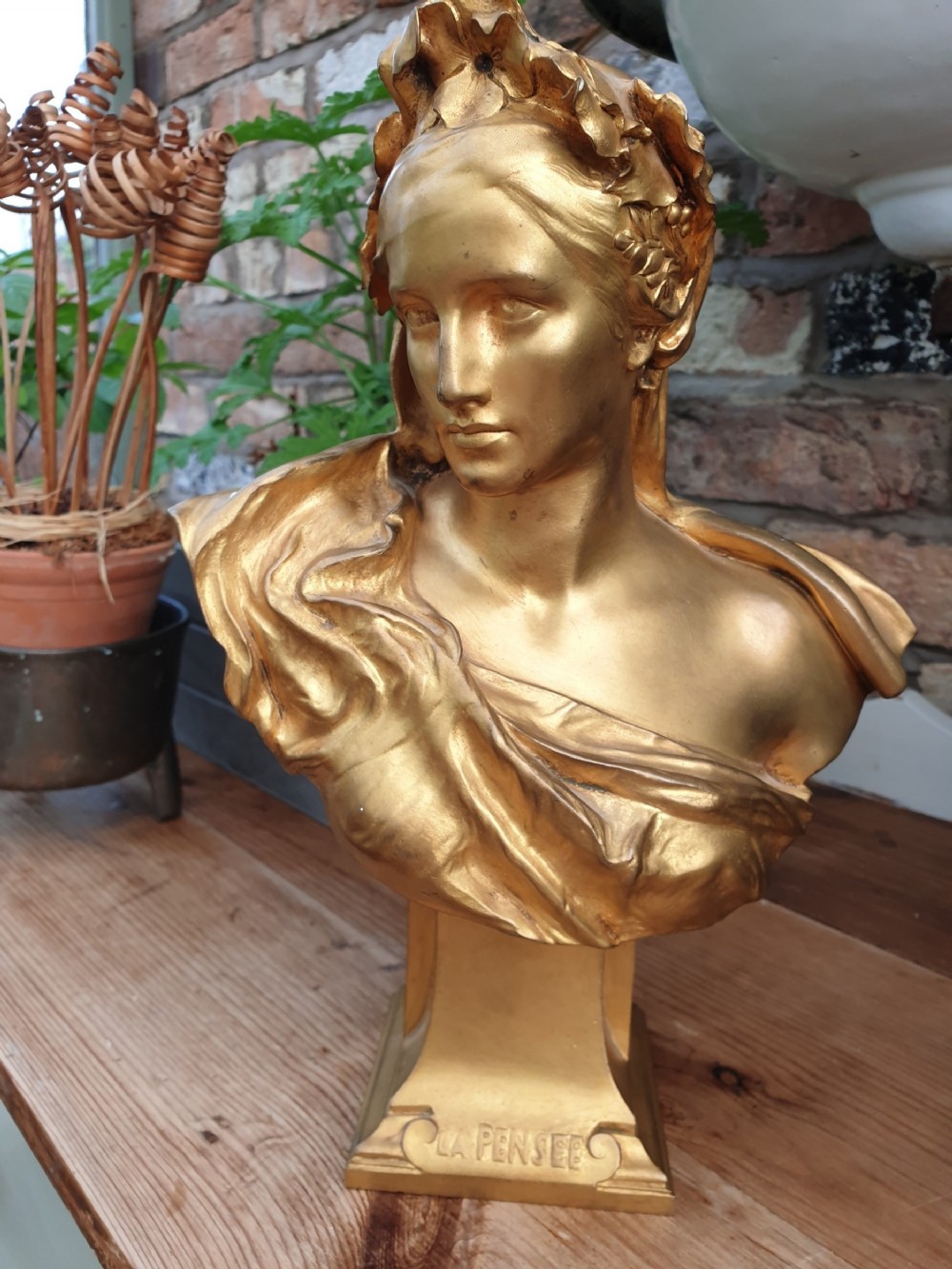 a french gilt bronze bust la pensee by gustav frederic michel