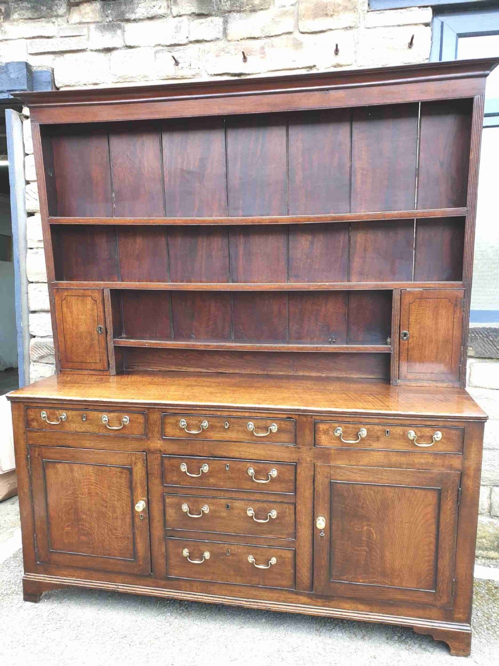 antique 18thcentury oak full dresser with cupboard rack