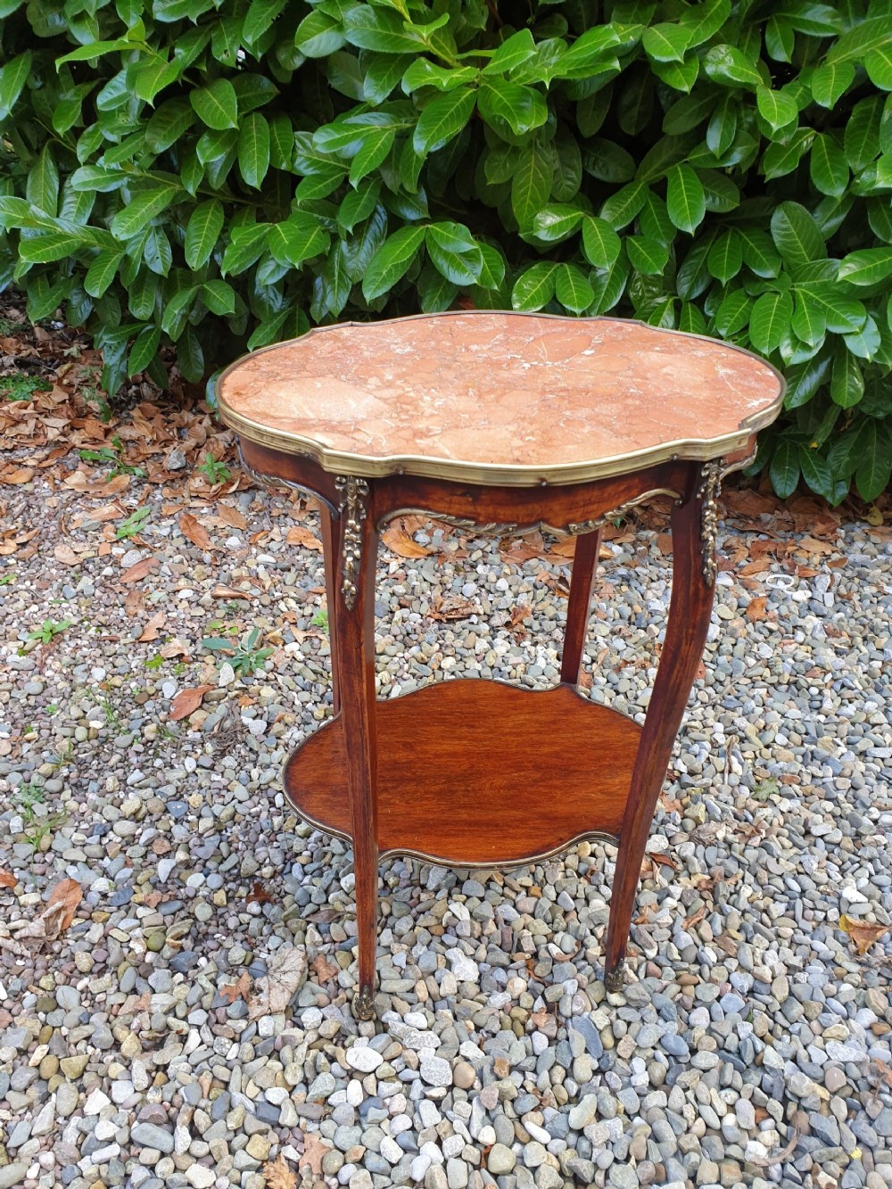 a 19thc french mahogany smallmarble and ormulu mounted occasional table