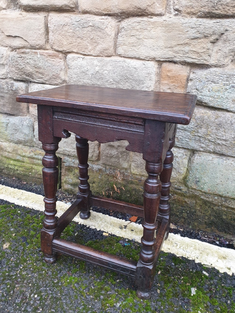 an rare early 17thc tall oak joint stool