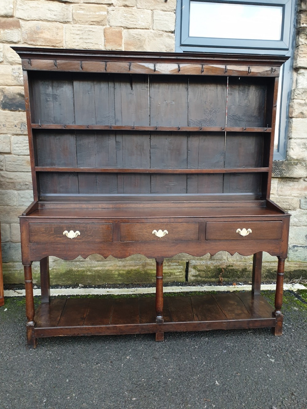 antique oak dresser with pot board and rack south wales