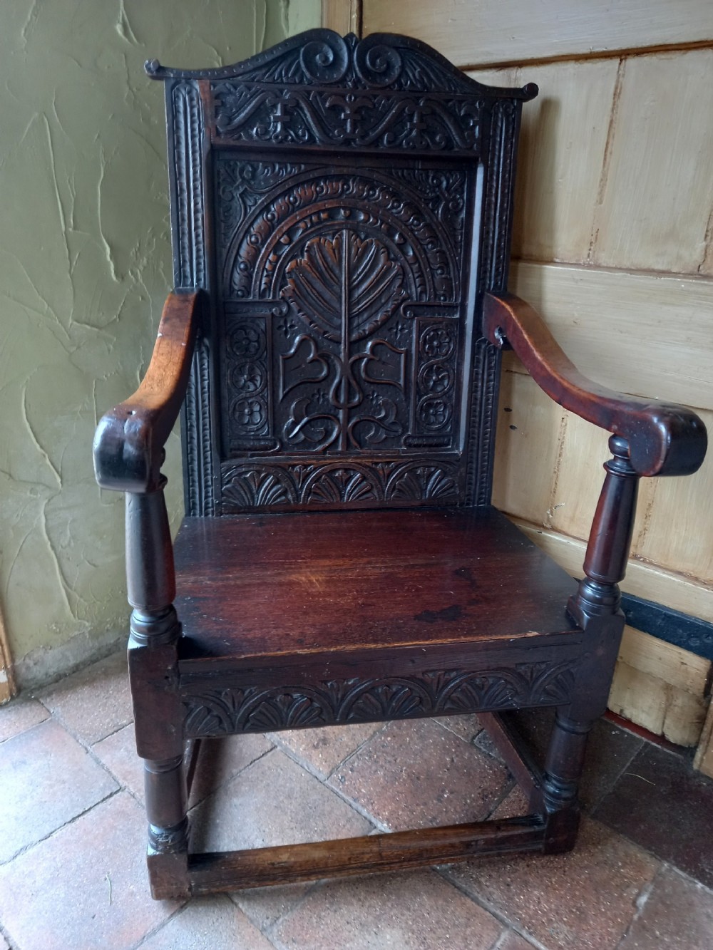 rare large early 17th century oak wainscotmasters armchair