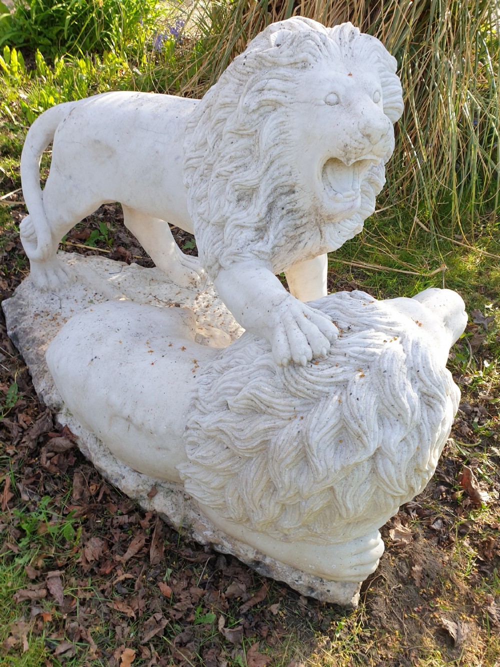 superb large early 20thc italian marble lions statue