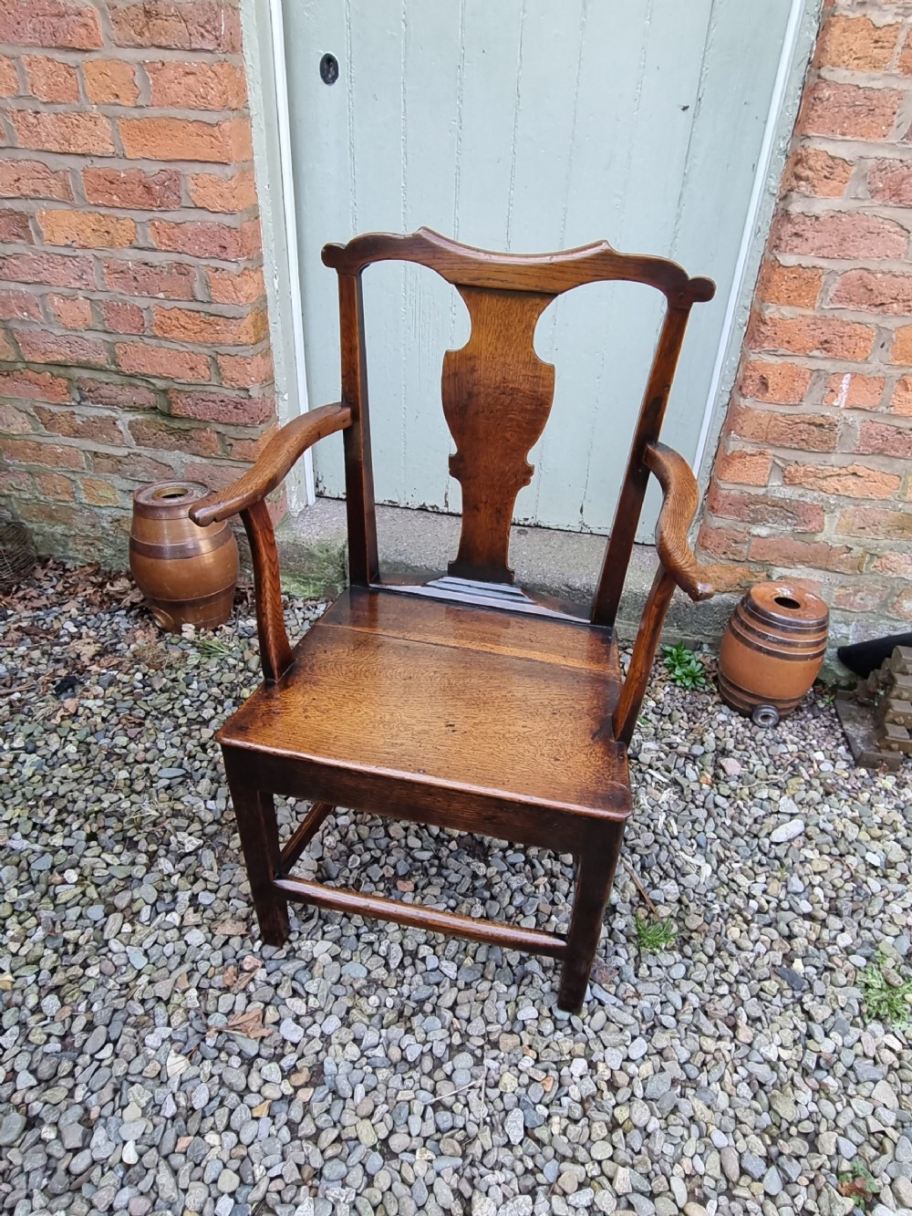 super patinated 18thc oak carver armchair in original condition