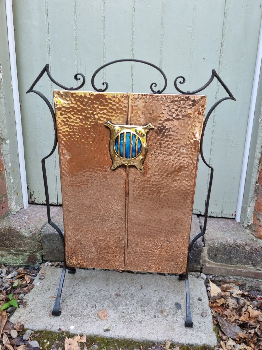 scarce arts and crafts copper fire screen