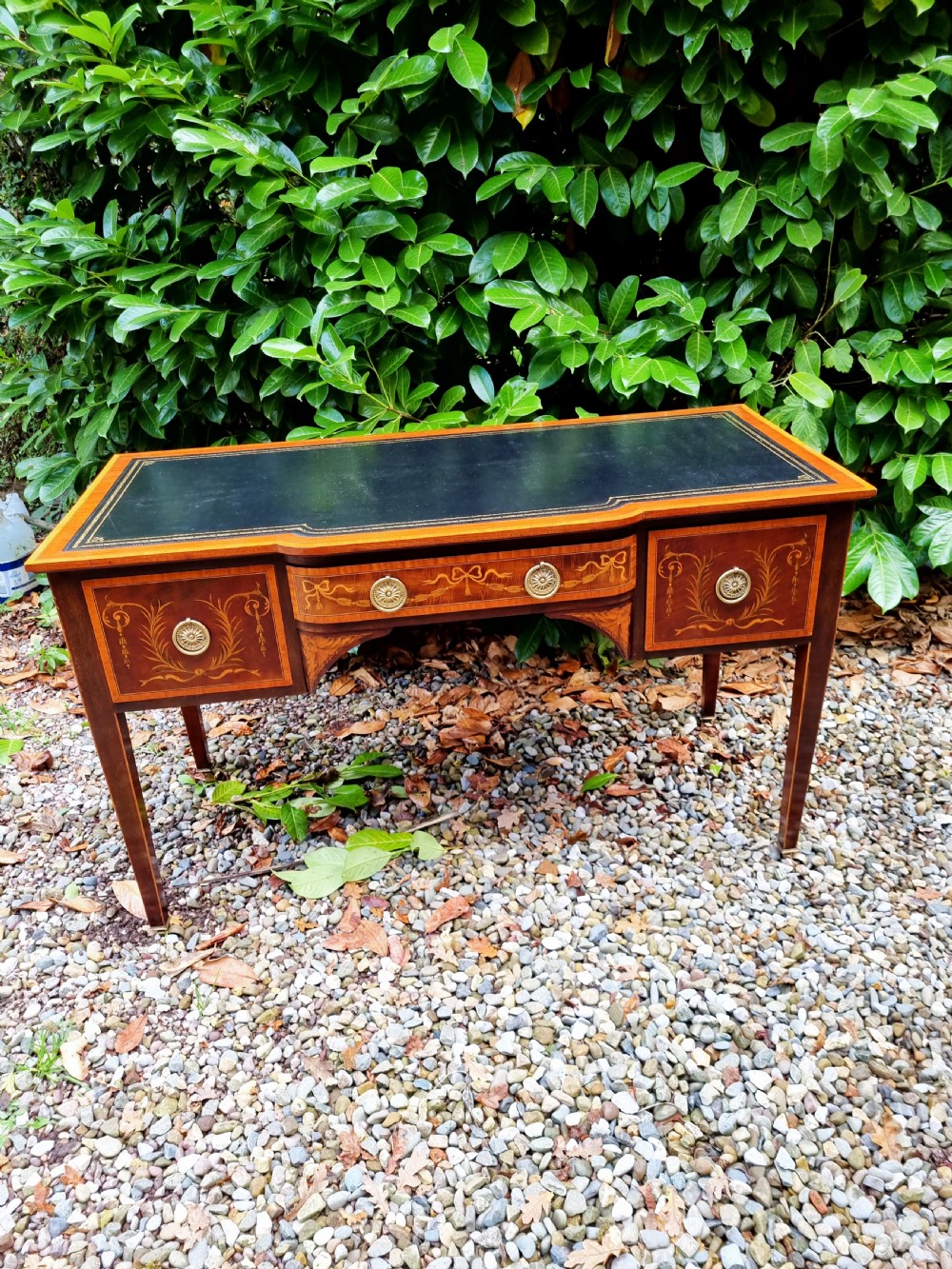 smart profusely inlaid mahogany london edwardian desk
