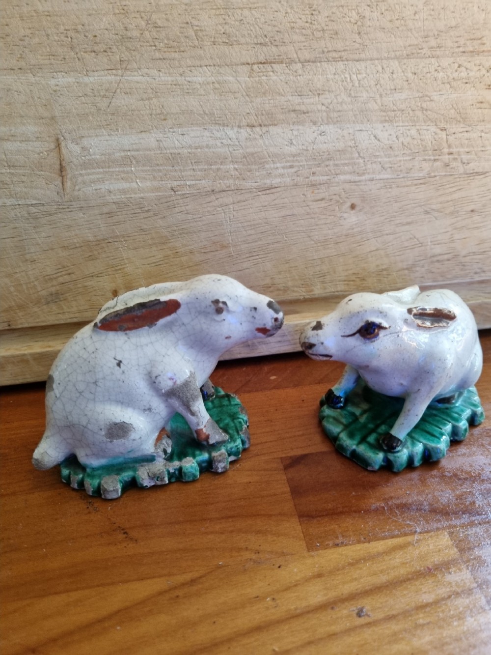 pair of late 18thc staffordshire rabbits c1800