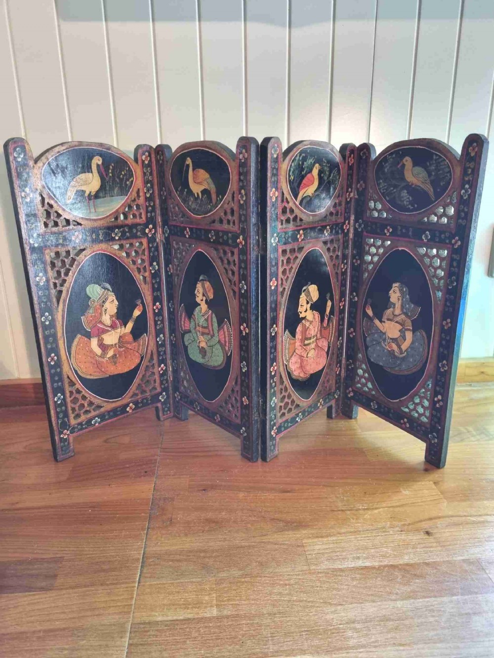 antique indian painted table screen of fine quality