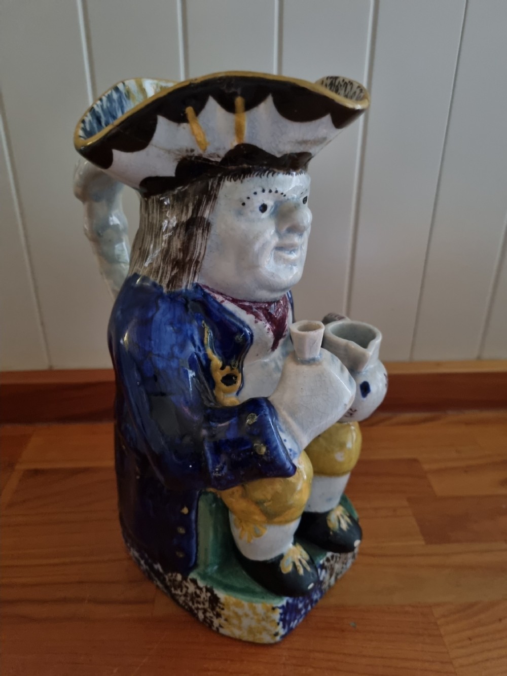 large late 18thce 19thc toby jug with an unusual handle