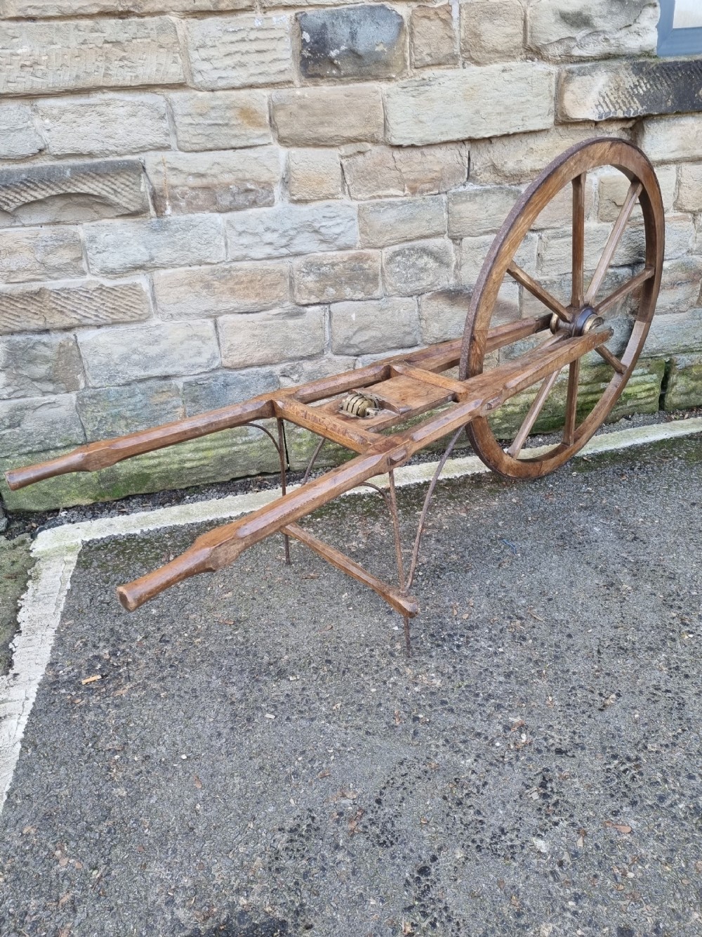a rare rural antique 18thc elm waywiser trundle wheel