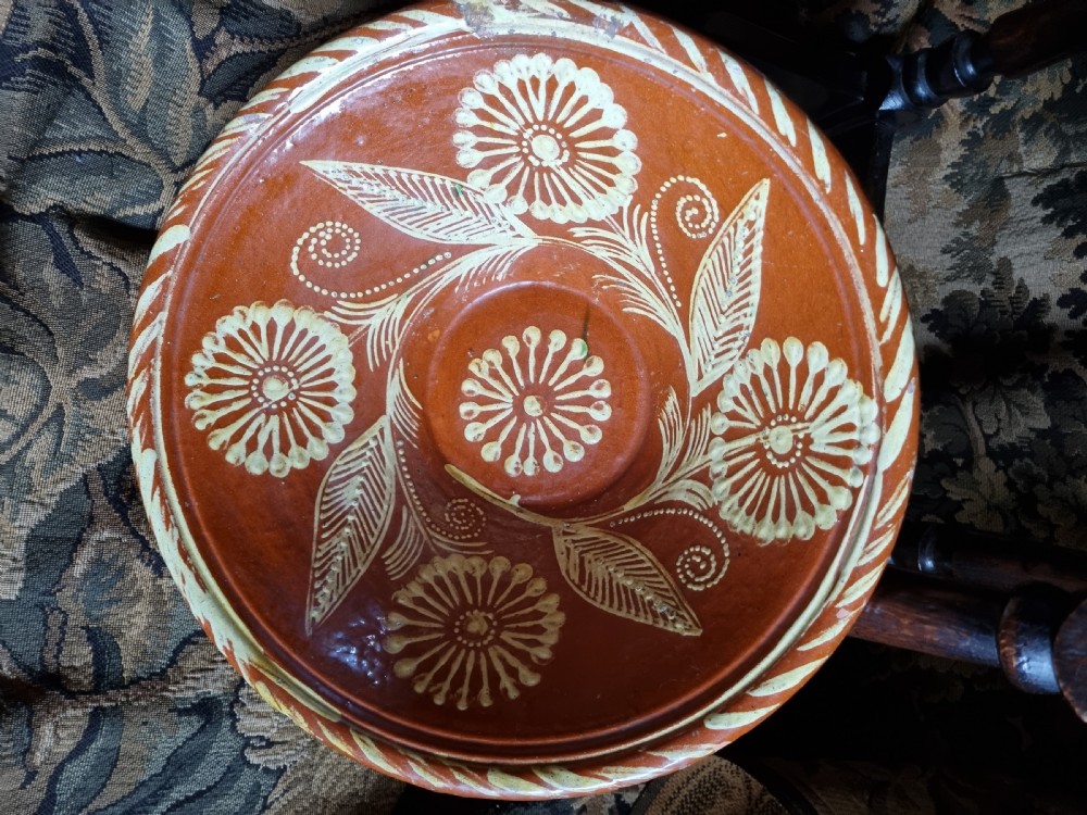 a wonderful antique decorated large slipware bowl