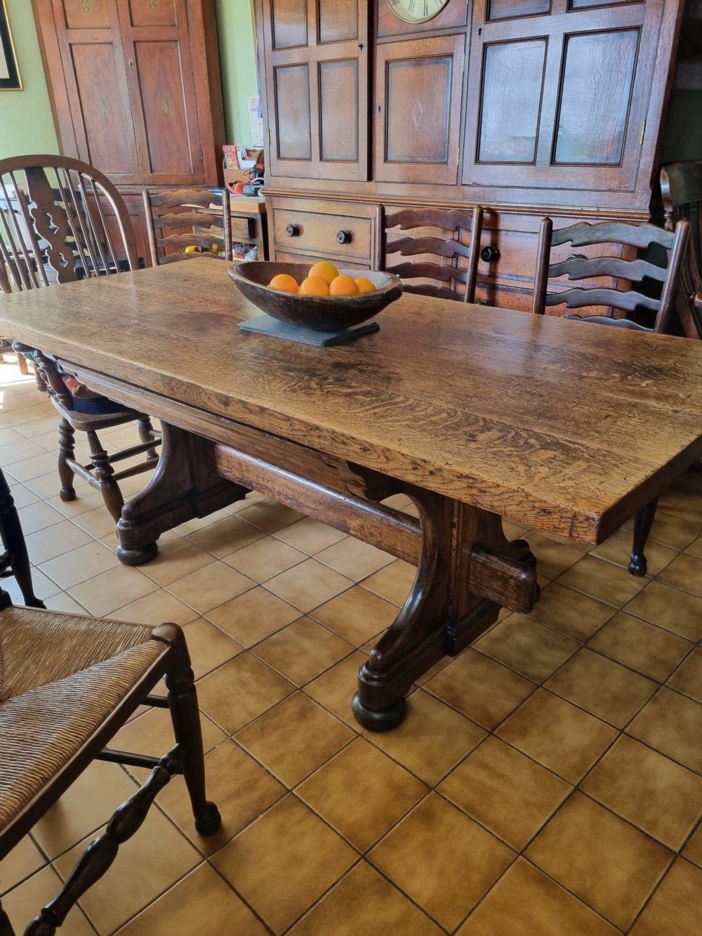 super 18thc thick topped oak kitchendining country table