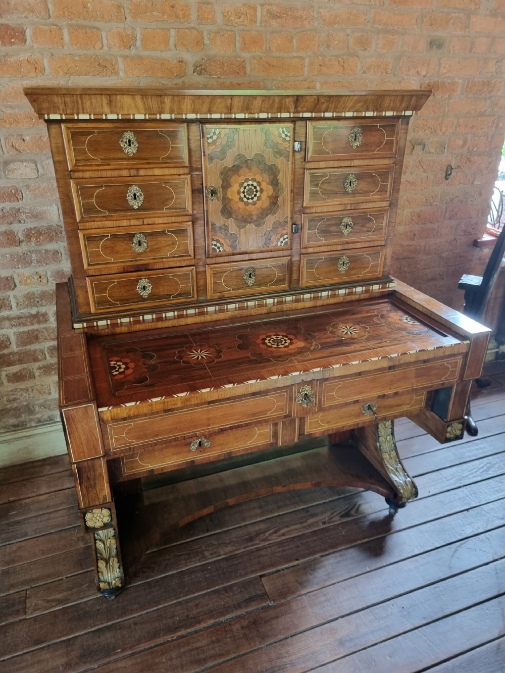 unusual 1819thc italian profusely inlaid desk