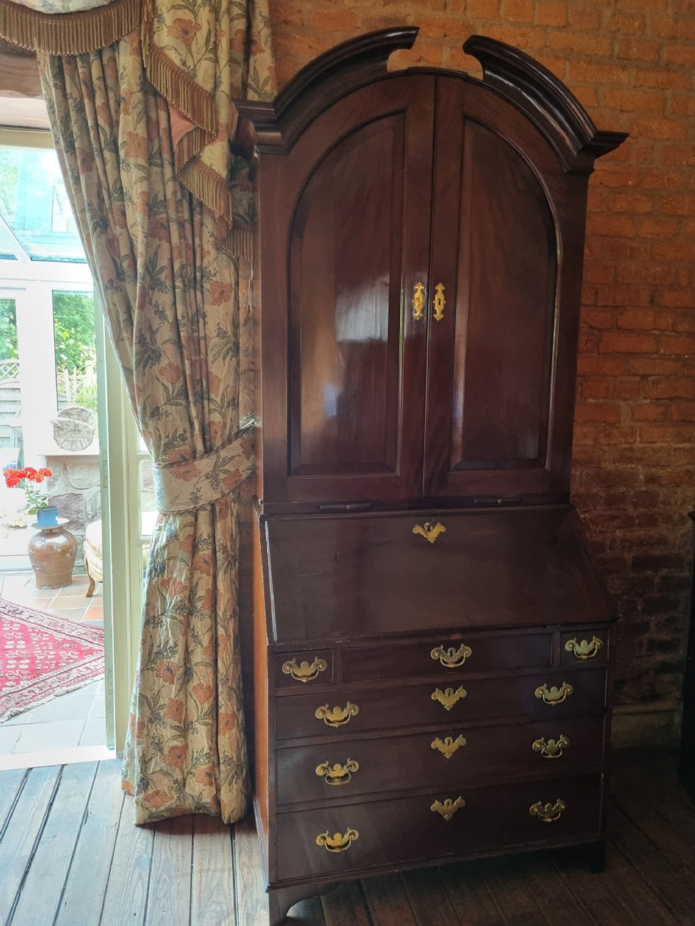 georgian red walnut bureau bookcase c1740