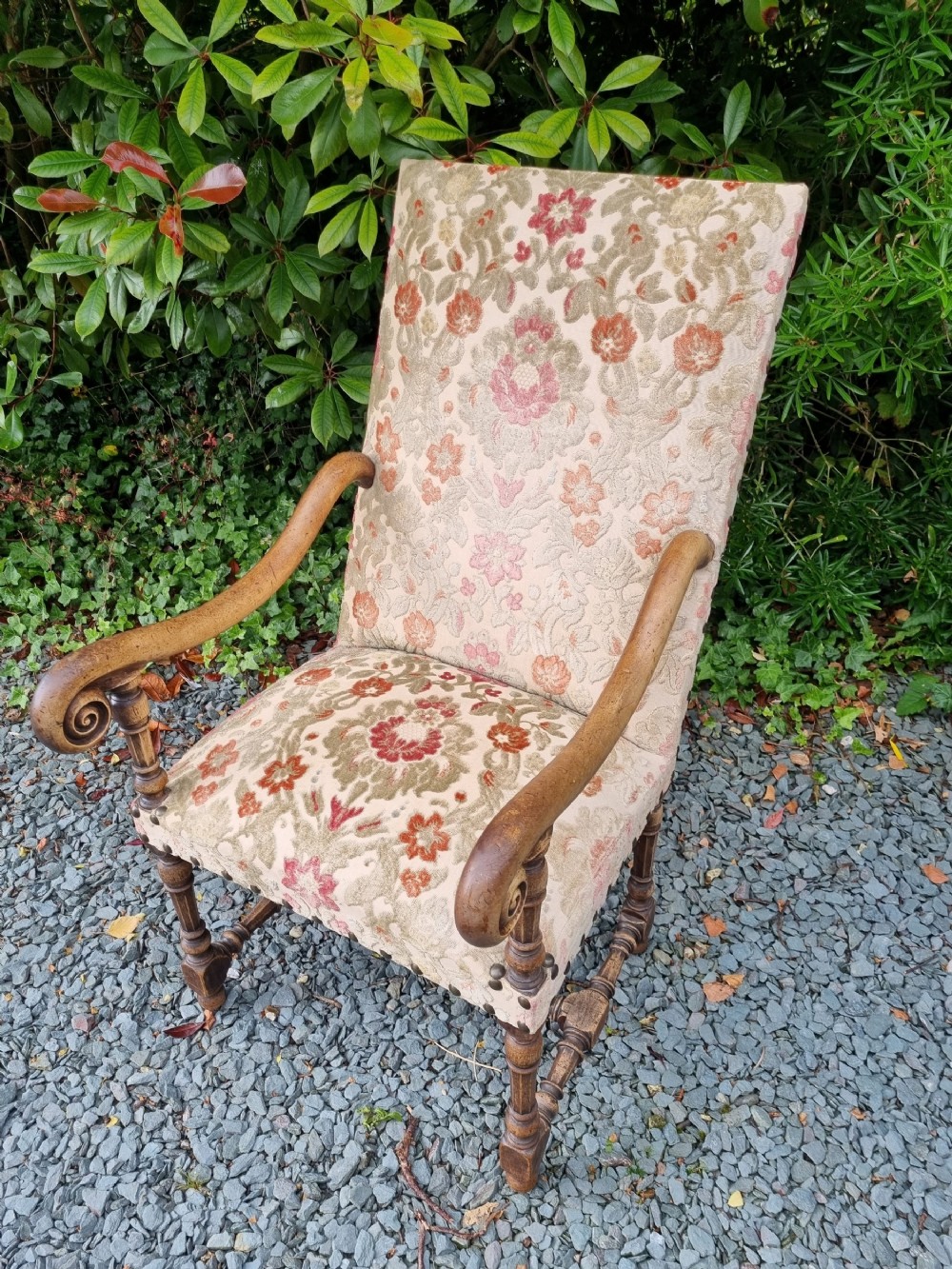 large scale country house walnut armchair