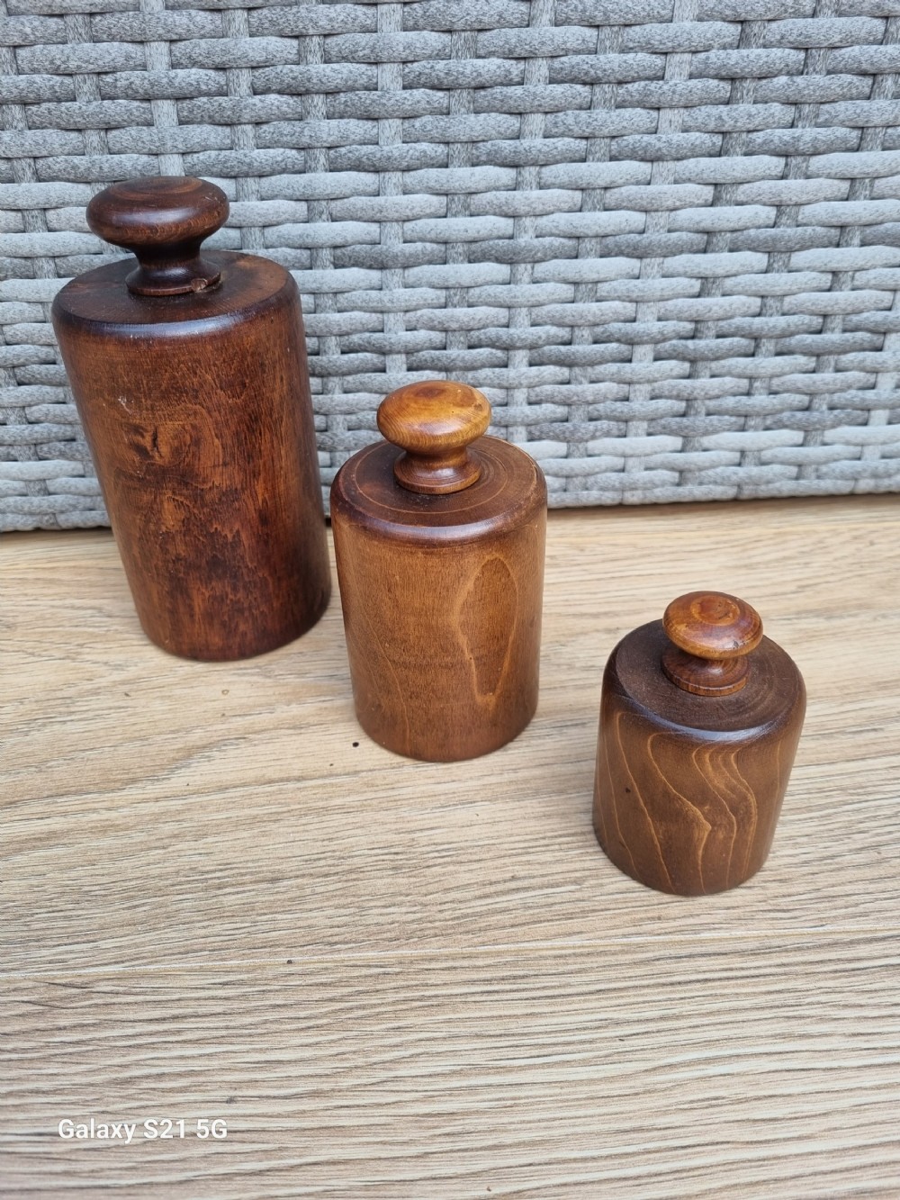 rare set of 3 19thc treen pie moulds