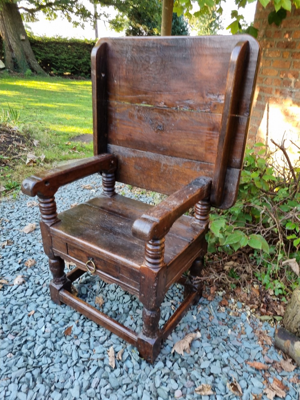 late 17thc small oak table chair monks bench