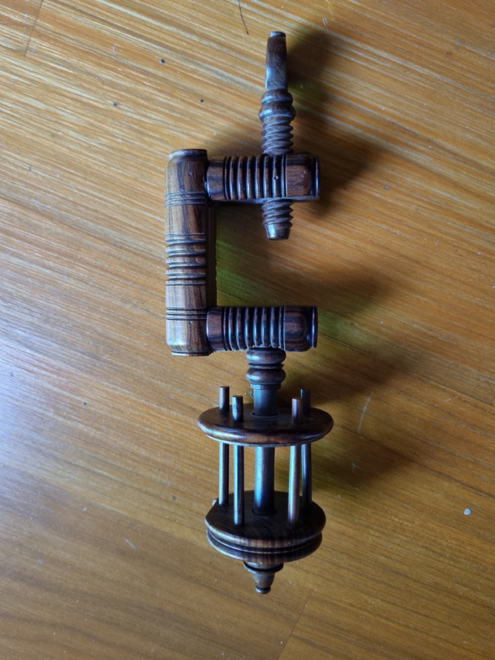 a wonderful treen intricate table sewing clamp