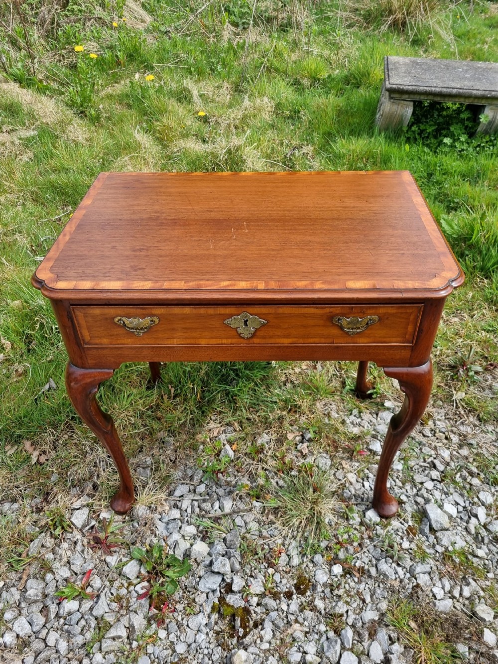 early georgian solid walnut and banded lowboy