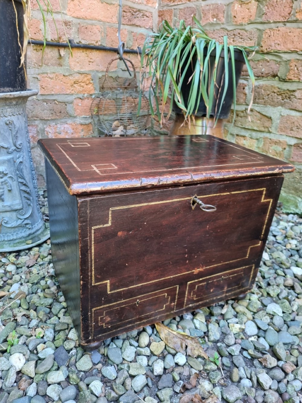 unusual original 19thc small painted welsh coffer