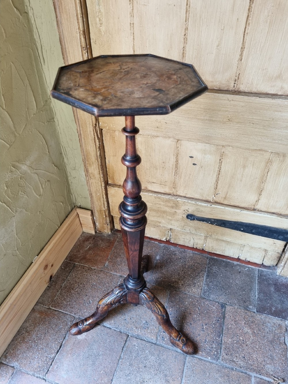 an early original 18thc walnut manx candlestand