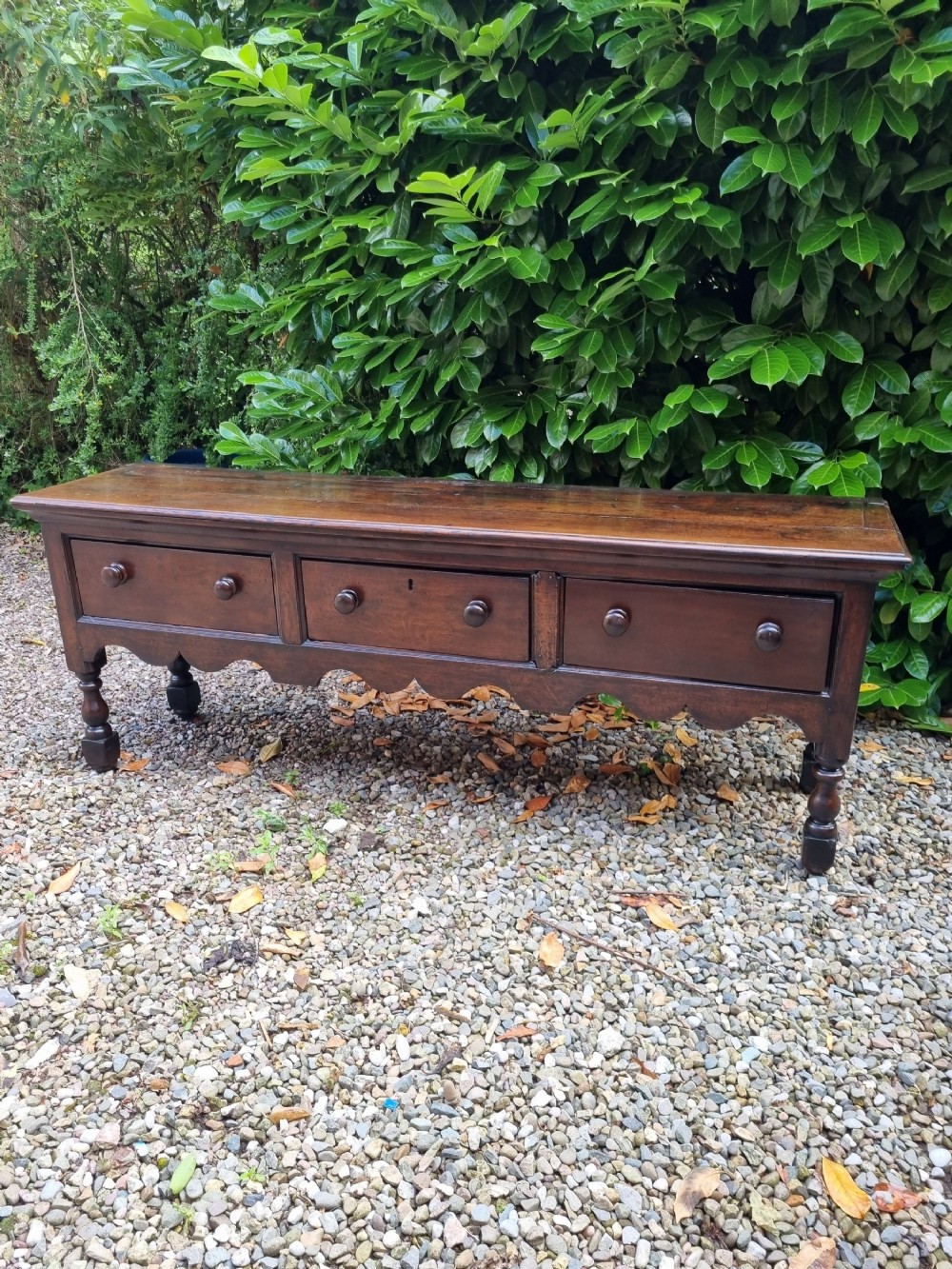 super early 18thc oak low dresser