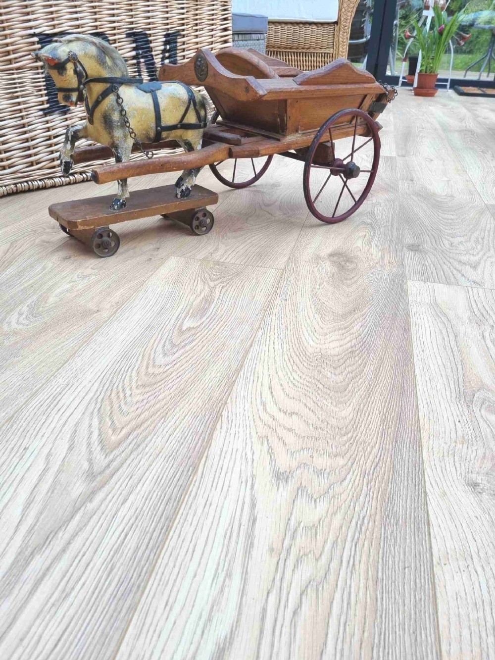 19thc large toy horse and cart