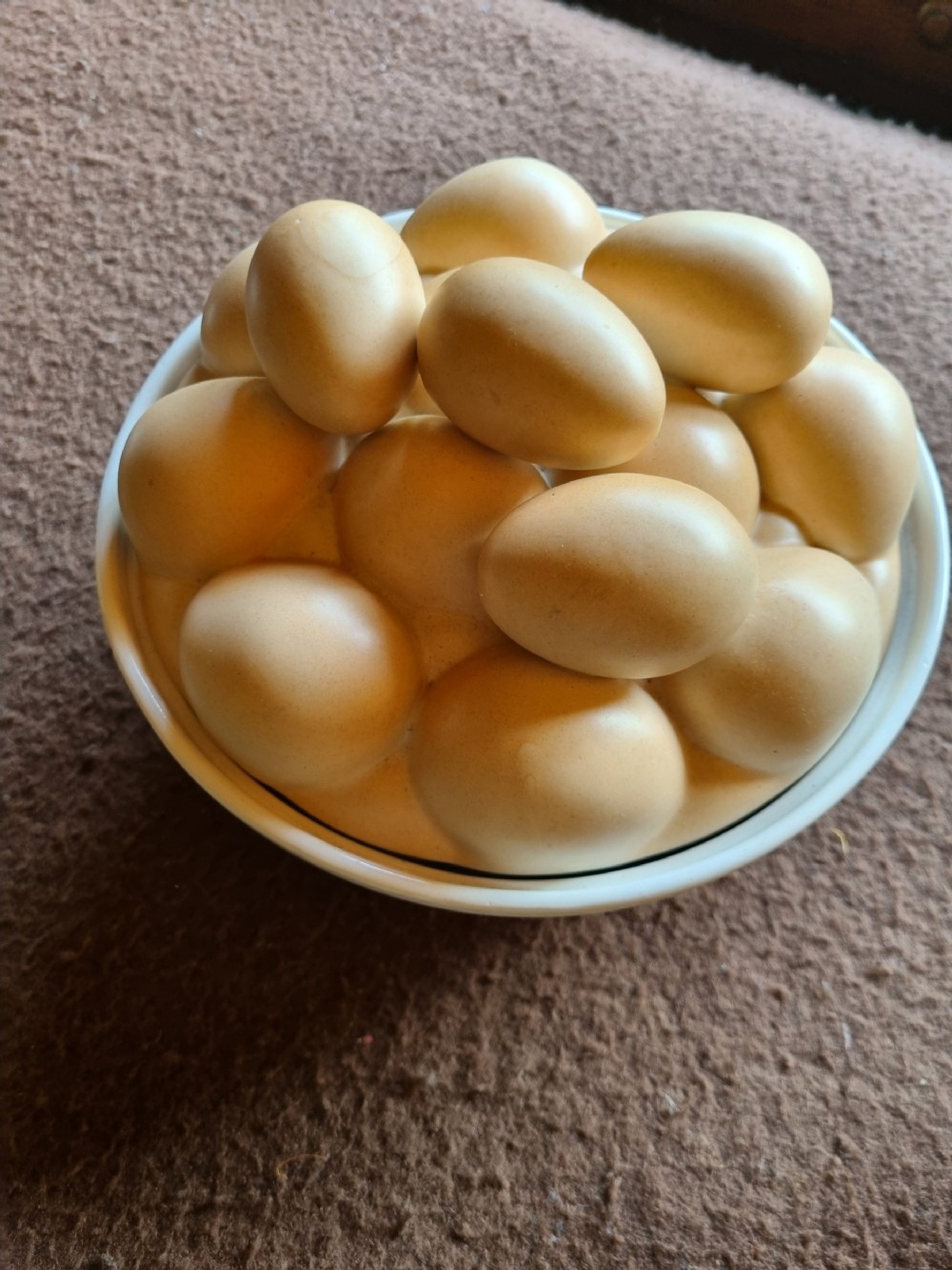 a butchers shop display eggs dish and cover