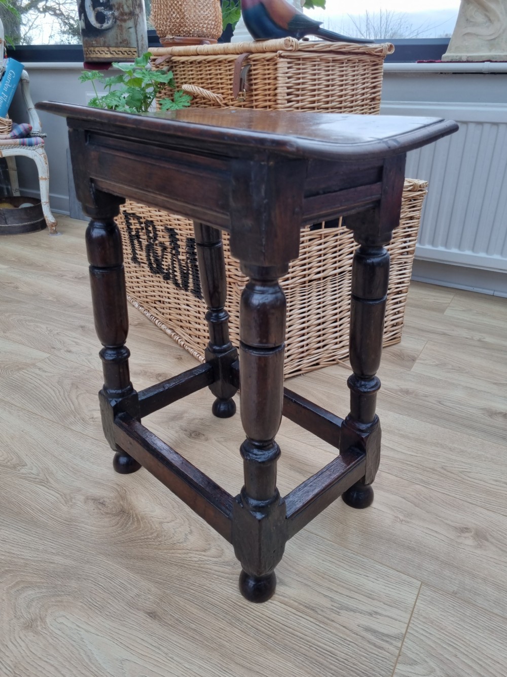 mid 17thc oak tall joint stool