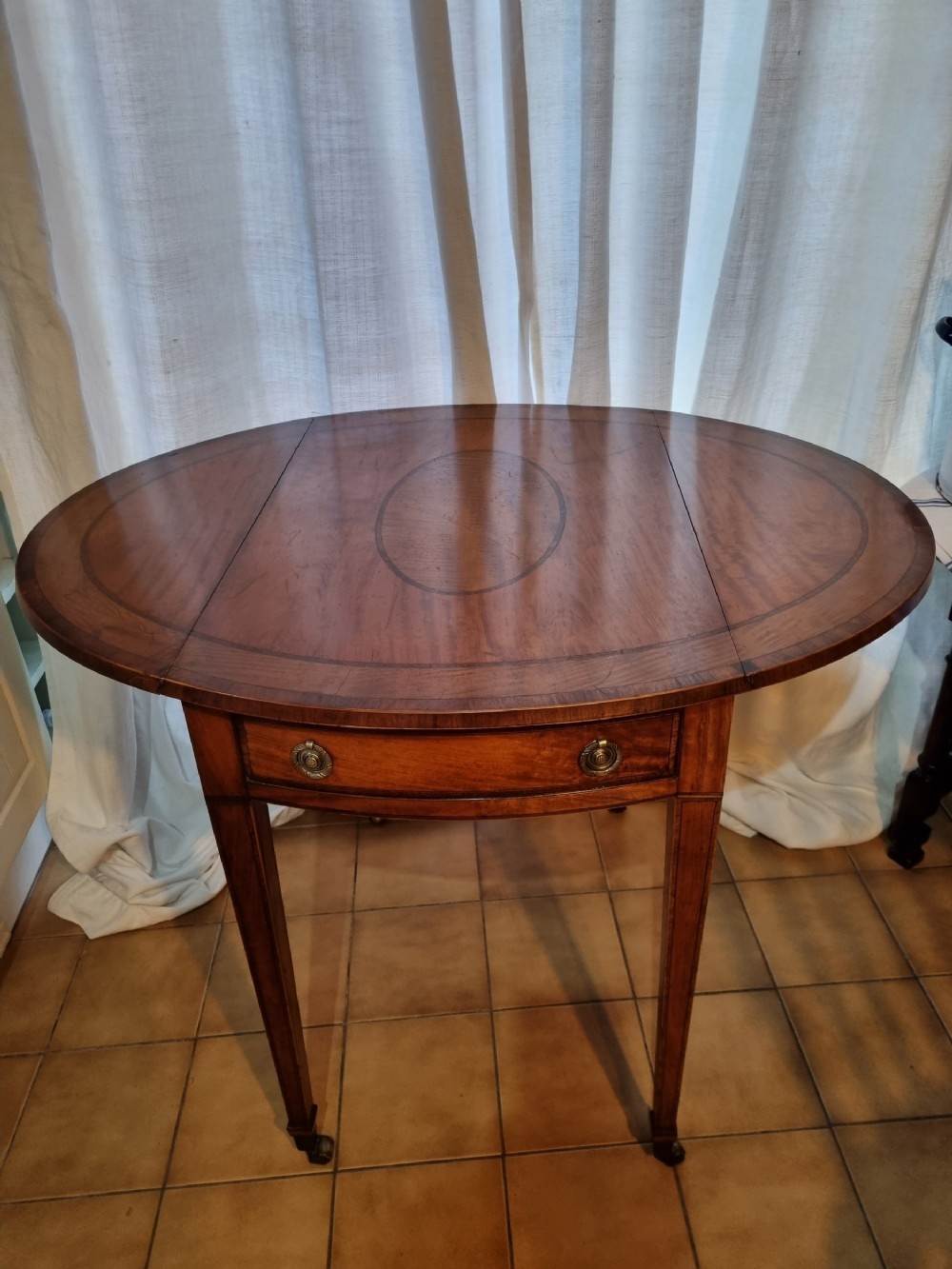 good georgian inlaid satinwood drop flap table
