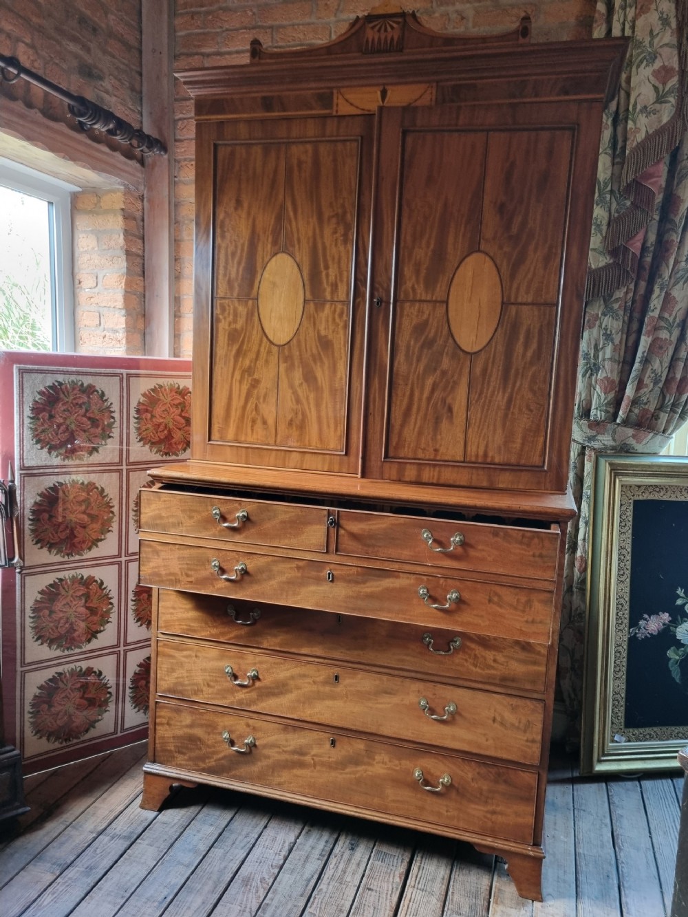 magnificent mahoganysatinwood secretaire bookcase c1800
