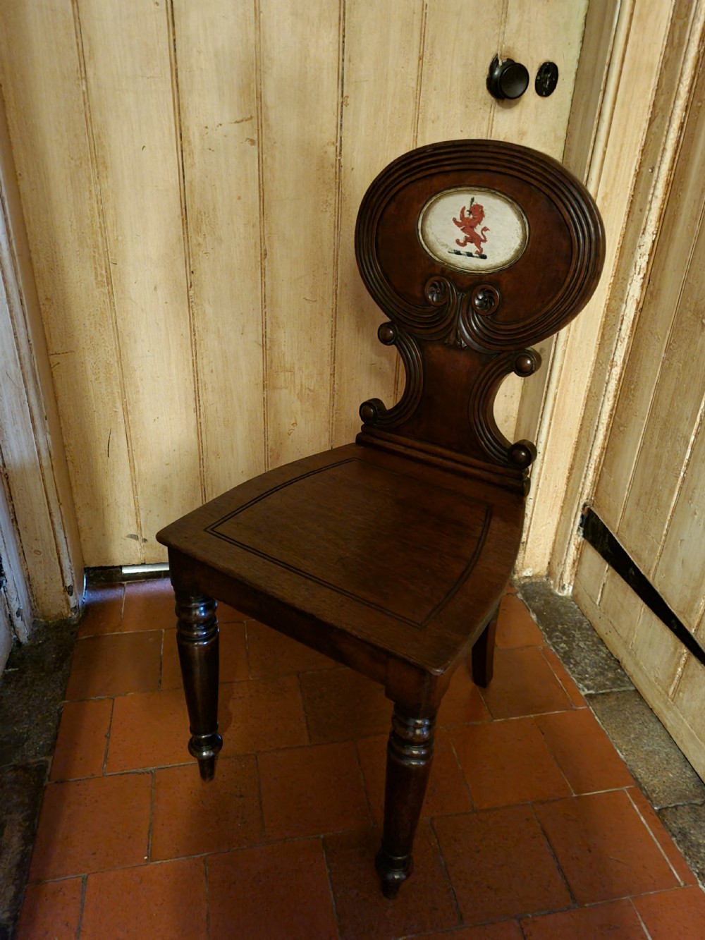 regency armorial country house mahogany hall chair