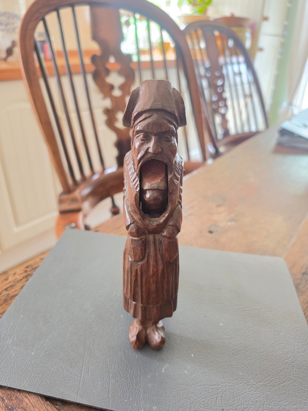 a large 19thc oak signed nutcracker