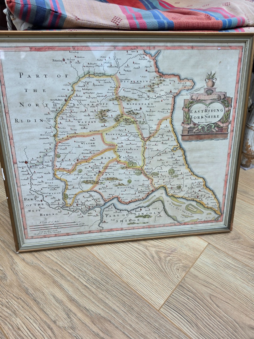 17thc map of east riding by john speed c1695
