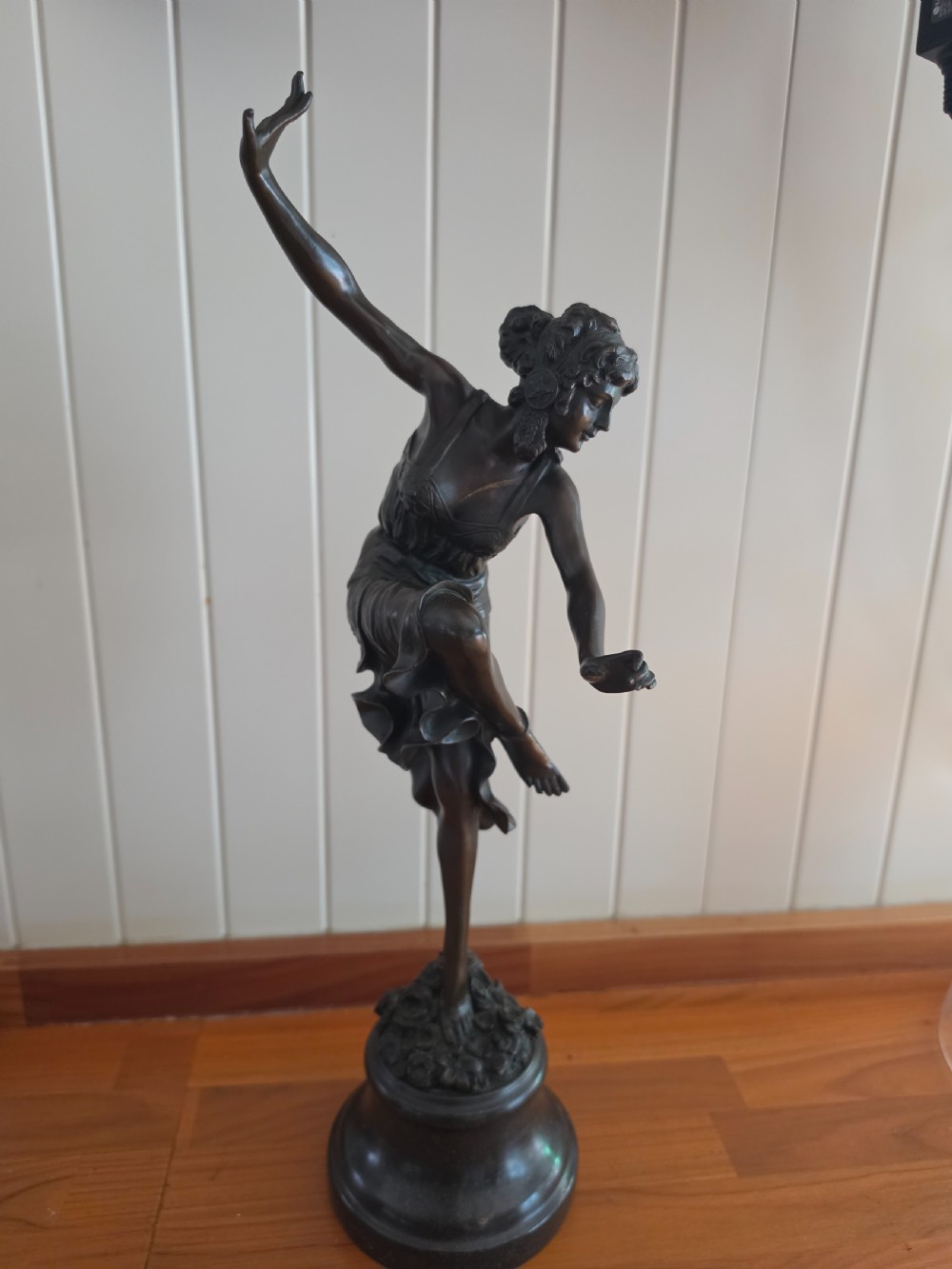 a signed c j r colinet french bronze of a dancing girl