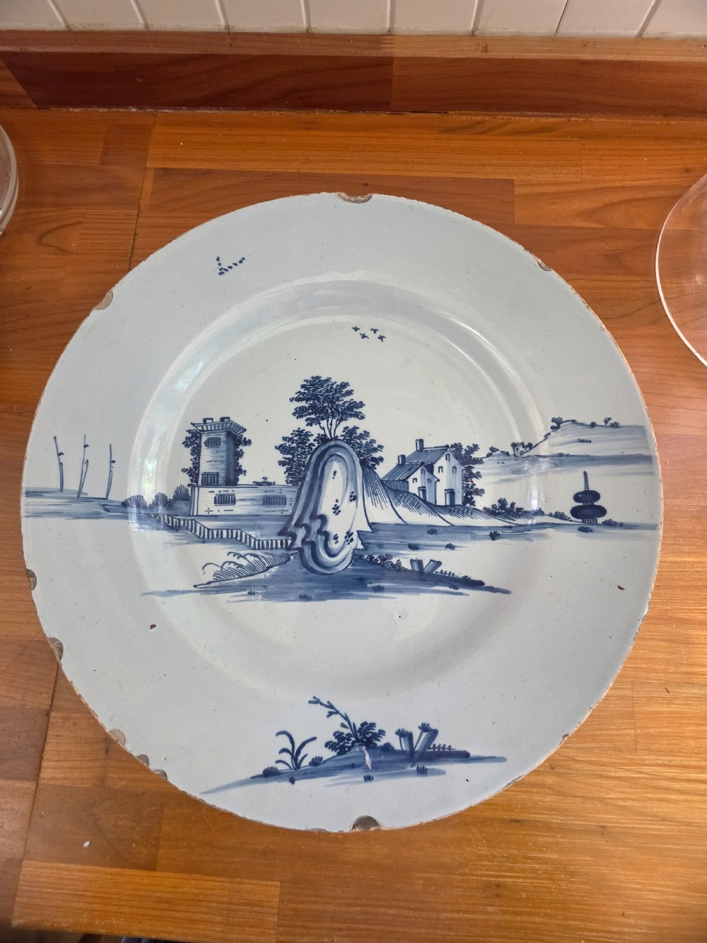 18thc bristol delft blue and white charger37cms w