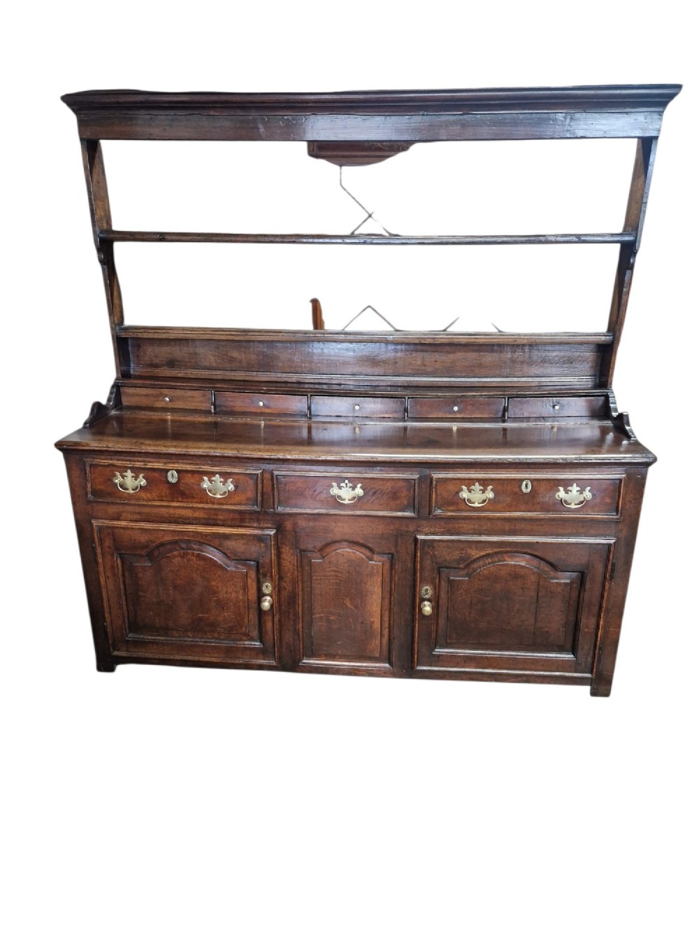 18thc ncountry oak dresser and shelves